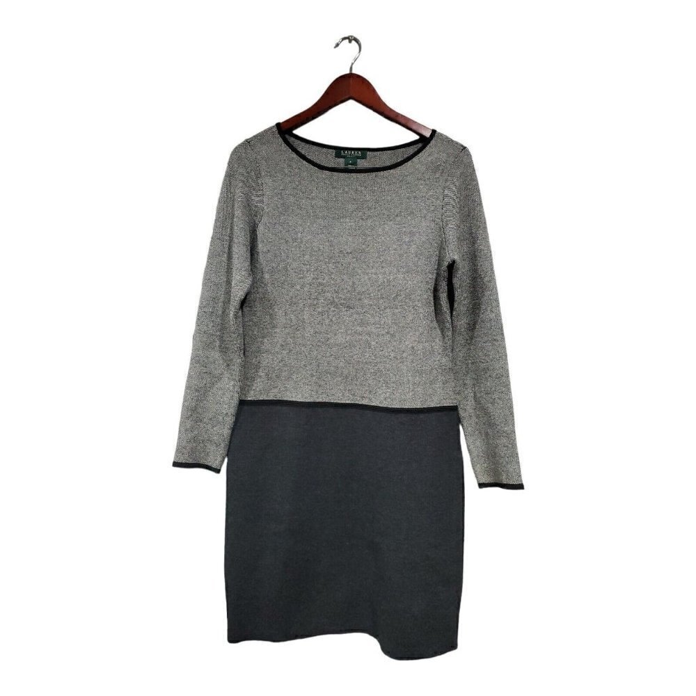 Lauren Ralph Lauren Women's Long-Sleeved Black Gray Tunic Sweater Dress …
